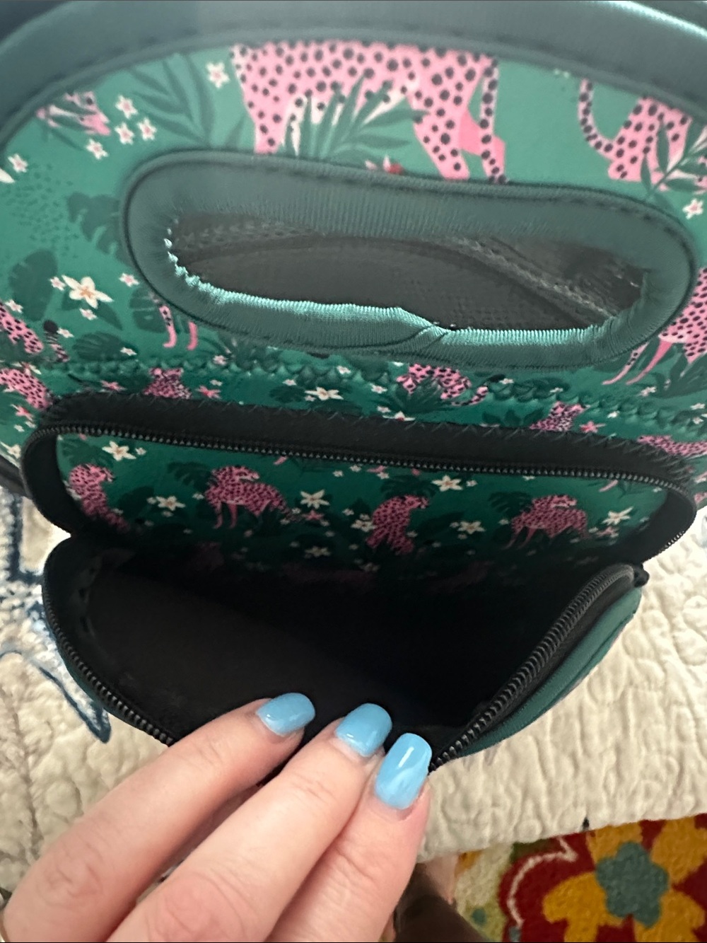 SoKIt Green Tote Bag with Pink Leopard Print - Picture 3 of 5